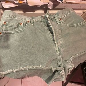 Mint Green Denim Women Shorts
